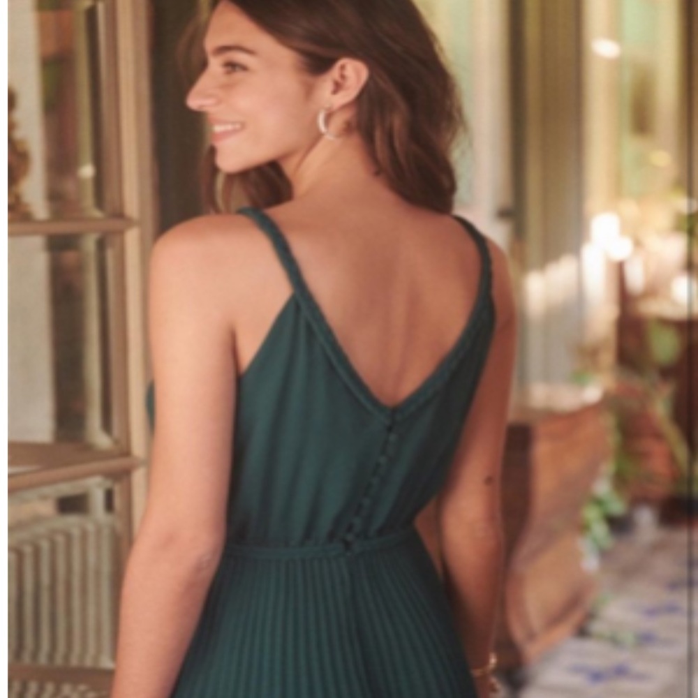 Sezane Pia Midi dress in dark green, original size 38 but tailored to size 34